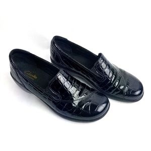 Clarks Bendables Black Patent Croc May Poppy Shoe